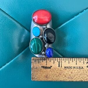 Multicolor Stone Mexican Sterling Statement Ring